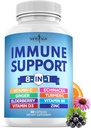NEW AGE 8 i 1 immunforsvar Booster tillæg med Echinacea, C-vitamin og zink 50mg, D-vitamin 5000 IE, gurkemeje & Ingefær, B6, Elderberry 60 Greve (pakke med 1)