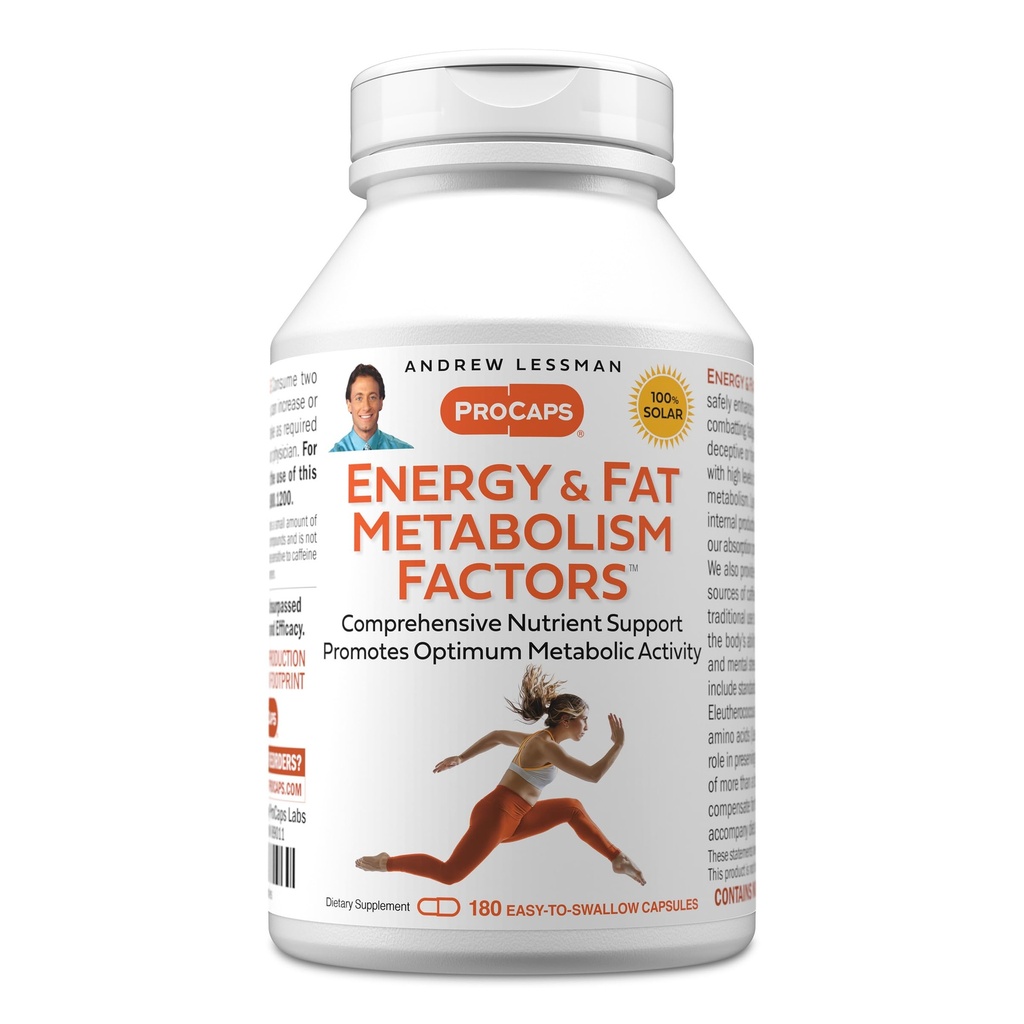 ANDREW LESSMAN Energy and Fat Metabolisme Faktorer 180 Kapsler - fremmer Optimum Fat Burning og energi Metabolisme, med Carnitin, Green Tea, Guarana, Ginseng, B- Complex. Let at synke kapsler