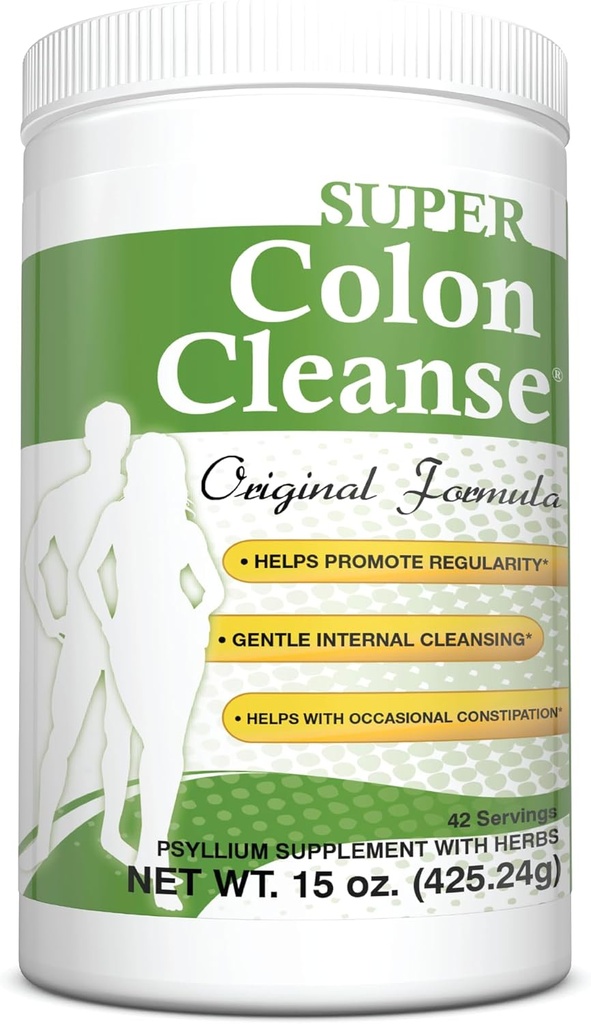 Sundhed Plus Super Colon Cleanse Original Formel (1990- 2025), 15 oz Powder, 42 Servering, med Psyllium Husk og Senna Leaf til Forstoppelse Relief og fordøjelsesstøtte