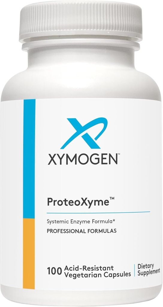 XYMOGEN ProteoXyme - Pankreatiske enzymer, serrapeptase, Rutin, Papain & Bromelain - Designet til at understøtte Tissue Integrity & Sund immunsystem Balance (100 syre-resistente kapsler)