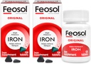 Feosol Original jerntilskud tabletter, non- heme 325mg Ferrosulfate (65mg Elemental Iron) per pille, 1 per dag, 4 måneder Supply, for Energy and immun System Support (120 ct Pack of 2)