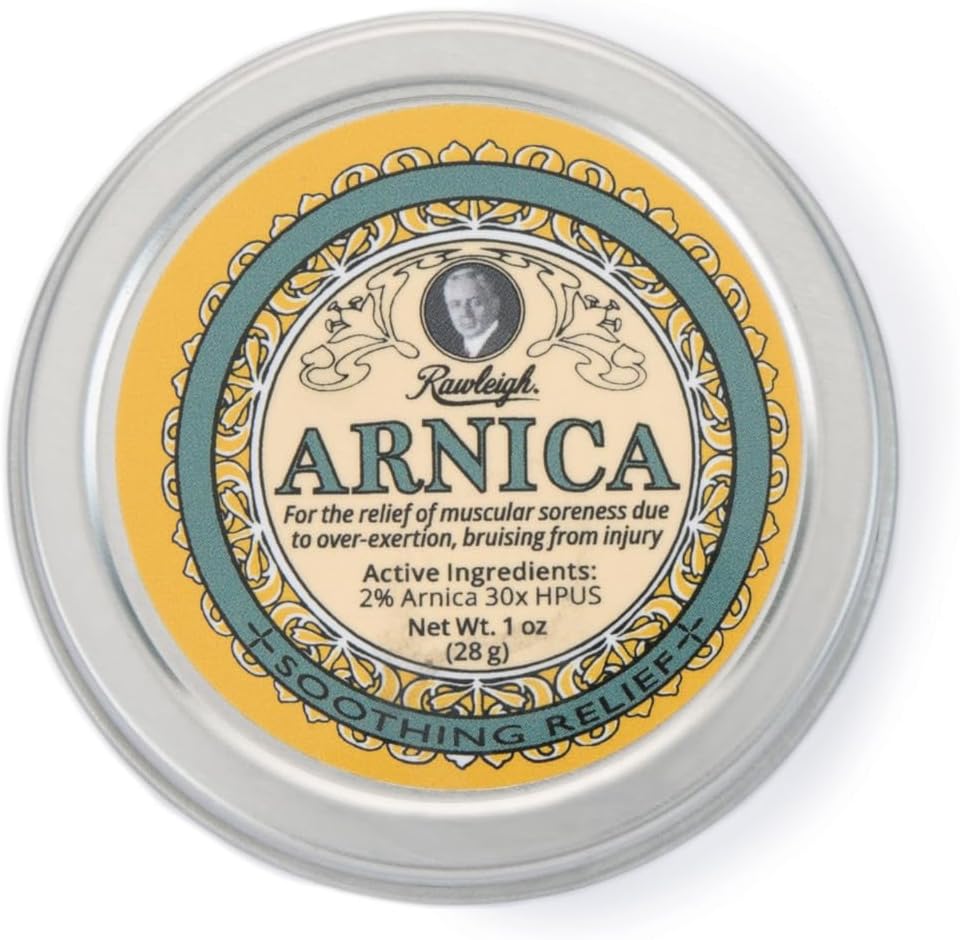Rawleigh Arnica Southing Balm: 1 oz, 2% Arnica 30X HPUS, Natural Formel for Muscle Bevidsthed, Overexertion Bruising, Absorbs Quick, Non Greasy, Travel- Friendly Tin - Pack of 1