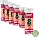 8Greens Supergreens Tablets Б124; Super Green Powder Superfood, Metabolisme Immunitet & Focus, Daily Green Effervescent Tablets, Organic: Aloe Vera, Spirulina, Chlorella, Peach, Tube 60 Servere.
