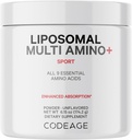 Codeage Liposomal Multi Amino Powder Supplement - BCAA & EAA Supplement All 9 Essential Amino Acids, Branched-Chain Amino Acid, Pre & Post Workout, Unflavored, Liposomal Delivery, Non-GMO, 6.15 oz