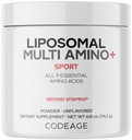 Kodeage Liposomal Multi Amino Powder Supplement - BCAA & EAA Supplement Alle 9 essentielle aminosyrer, Branched- Chain Aminosyre, Pre & Post Workout, Unflavored, Liposomal Levering, Non-GMO, 6.15 oz