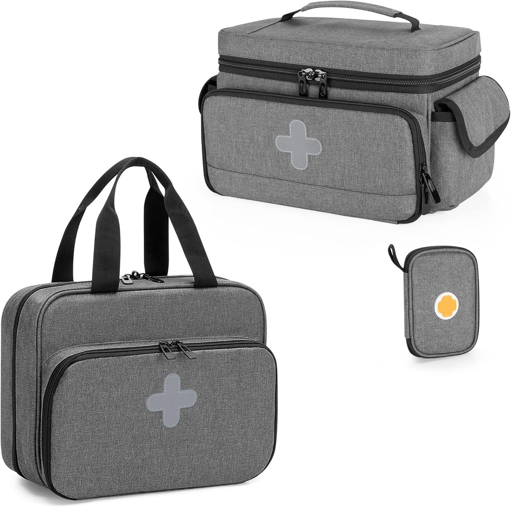 CURMIO Medicine Storage Bag Tom, Lockable Pill Flaske Organizer med transportable lynlås Pouches til førstehjælp Kits, Medicine Box til hjem og rejser
