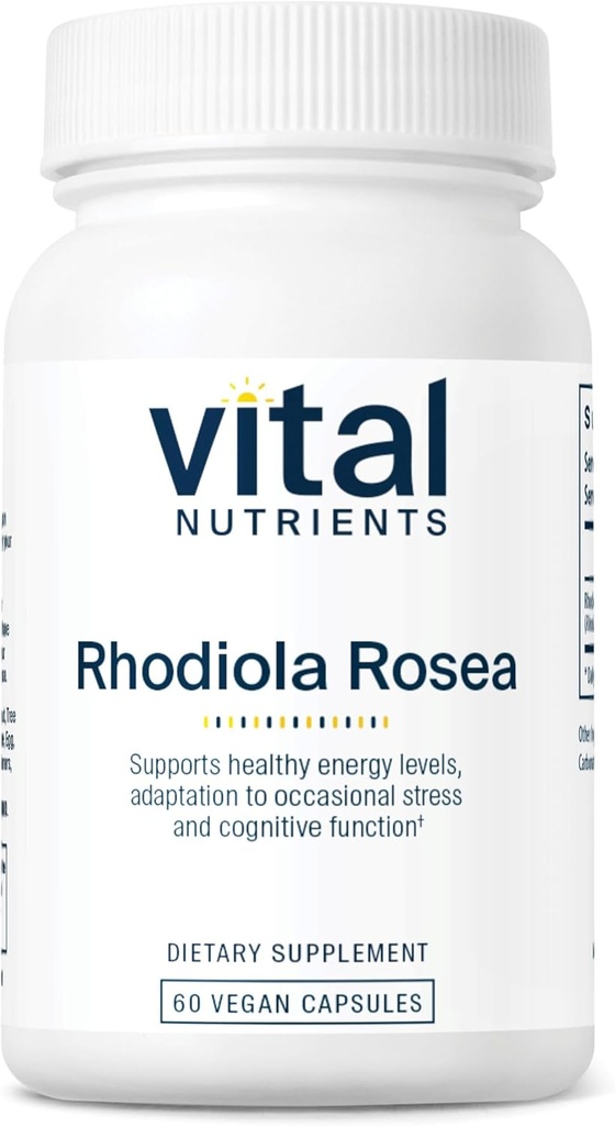 Vital Nutrients Rhodiola Rosea | Rhodiola Supplement for Healthy Energy, Memory, and Stress Support | Gluten, Dairy, Soy Free | Non-GMO | 60 Capsules