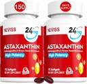 Astaxanthin Supplements 24mg, 5 Month Supply - Coconut MCT Oil, Fresh Microalgae Source w/Grape Seed Oil, Ashwagandha - Antioxidants for Healthy Skin, Eyes, Aging - Non-GMO & Gluten Free, 150 Softgels