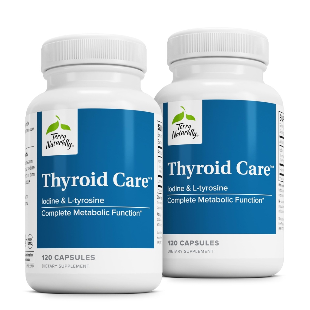 Terry naturligt Thyroid Care - immunforsvar sundhed & energi støtte Formel - Nutritional supplement med jod til Thyroid sundhed støtte - Wellness supplement med L-Tyrosine - 120 kapsler (pakke med 2)