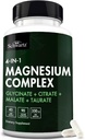 BioSchwartz Magnesium Complex supplement (90 kapsler) 350 mg Magnesium Glycinat Citrate Malat og Taurat Per servering for sunde nerver Muskler Heart Sleep Support (Vegan, Gluten- Free, Non- GMO)