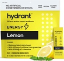 HYDRANT Energy Lemon Flavor 30 Stick Pack, Koffein & L- Theanin Rapid Hydration Mix, Electrolyte Hydration Powder Pakninger med zink