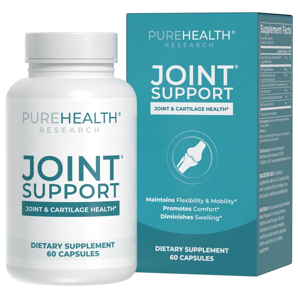 PURESUNDHEDSFORSKNING Fælles støtte NEM Eggshell Membrane med Boswellia Extract, Calcium & Gurkemeje, 60 kapsler