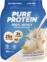 Pure Protein Powder, Whey, High Protein, Low Sugar, Gluten Free, Vanilla Cream, 1.75 lbs