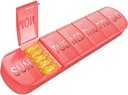 Ugentlig Pill Organizer 1 gang om dagen, Travel Pill Box 7 Dag Ekstra store kompartmenter Vitamin Holder, Daglig Pill Container 7dag XL Medicin Dispenser for Fish Oil Case (rød)