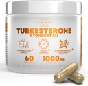 Turkesterone & Tongkat Ali 1000mg Supplement - 500mg Ajuga Turkestanica Per Serving Increase Stamina, Lean Muscle Growth & Recovery - Made in The USA (60 kapsler)