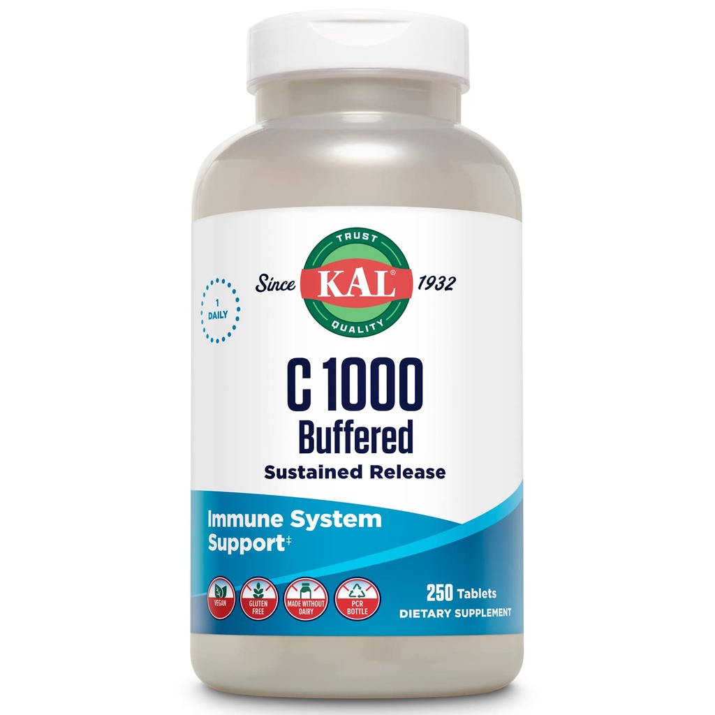 KAL C- 1000 Buffered Sustained Release Tablets, 1000 mg, 250 Tæl