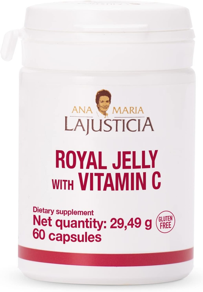 ANA MARIA LAINAL CIA - Royal Jelly med C-vitamin - 60 kapsler Dairy and Gluten Free. Vegetarisk Friendly. Perfekt til at fremme vaskulær sundhed.