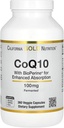CoQ10 100 mg, Coenzym Q10 Ubiquinone USP med Bioperine Black Pepper til forbedret absorption, understøtter Mitokondriel funktion *, 360 Veggie kapsler