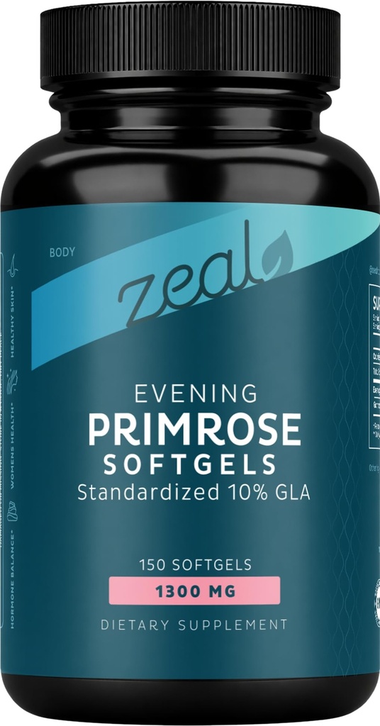 Aften Primrose Oil Capsules (150 flydende bløddele - 124; 1300mg) Premium Aften Primrose Oil - Naturlig - Sourced Hormone Support Supplement for kvinder - Cold Pressed w. 10% GLA