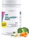 Livingood Daily Collagen Pulver til kvinder og mænd, Vanilla, Græs Fed Protein, Hydrolyzed Collagen Peptider med C-vitamin & Multi-Vitamin til hår, Hud, Negle & Gut Sundhed, Gluten Free, 30 Servere