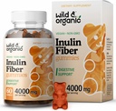 Wild & Organic Inulin Fiber Gummies ECP mg - fordøjelsesstøtte w / Chicory Root - Opløselig Fiber Supplement w / Inulin Powder - Prebiotika til Gut Support - 60 Prebiotic Gummies