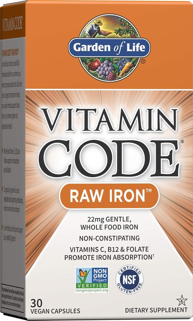 Vitamin Kode Raw Iron 30ct kapsler