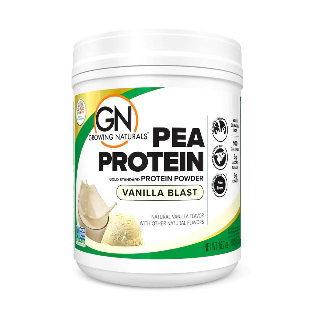 Voksende Naturals Raw Pea Protein Powder, Vegan Plant Based Protein, BCAA, Low- Carb, Low- Sugar, Vanilla Blast, 1 Pound (Pack of 1)
