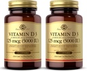 Solgar vitamin D3 (Cholecalciferol) 10 mcg (400 IE) - 100 Softgels, Pack of 2 - Hjælper med at bevare sunde knogler & tænder - immunsystem support - non-GMO, Gluten fri, Dairy Free - 200 Total Servering