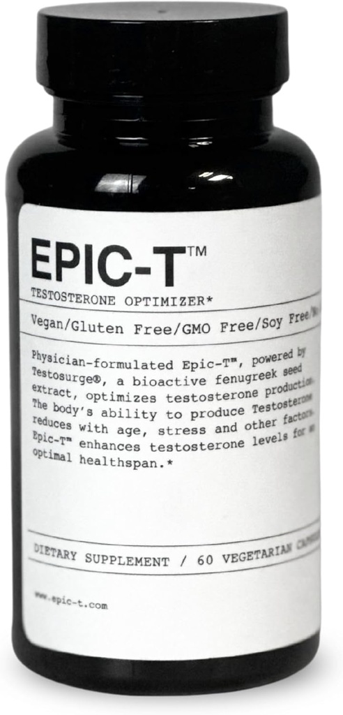 EPIC- T Support Formel - 60 Servings ttesmå 124; Vegan, Gluten- Free, Non- GMO, Soy- Free Supplement med Testovolume Mest124; Plant- Based Blend med B Complex, Zink, Rhodiola, og Boron