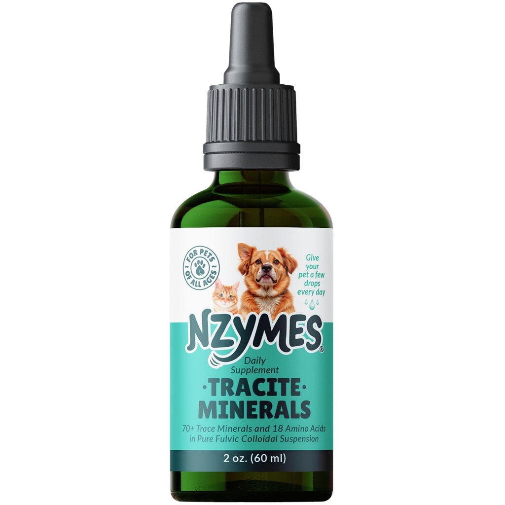 Nzymes ® Tracite Minerals for Kæledyr - Fulvic Acid, Humic Acid, og Iron- Based Trace Mineral Drops og Aminosyrer til ATP Energy, og fordøjelsessygdomme - Made in USA