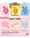 Grace & stella Under Eye Mask - Reducere mørke cirkler, Puffy Eyes, Undereye Tasker, Rynker - Gel Under Eye Patches, Vegansk Cruelty- Gratis Self Care (72 par, GoldPinkBlue)