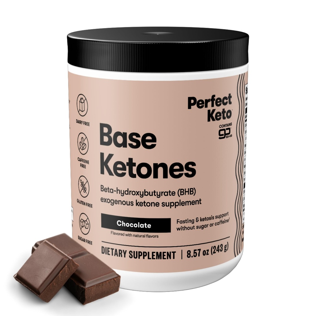 Perfekt Keto eksogene Ketoner pulver, BHB Salte til Ketosis & Fasting Support, Elektrolyter til Hydration, Koffein Free Energy, Chokolade, 8.57 oz