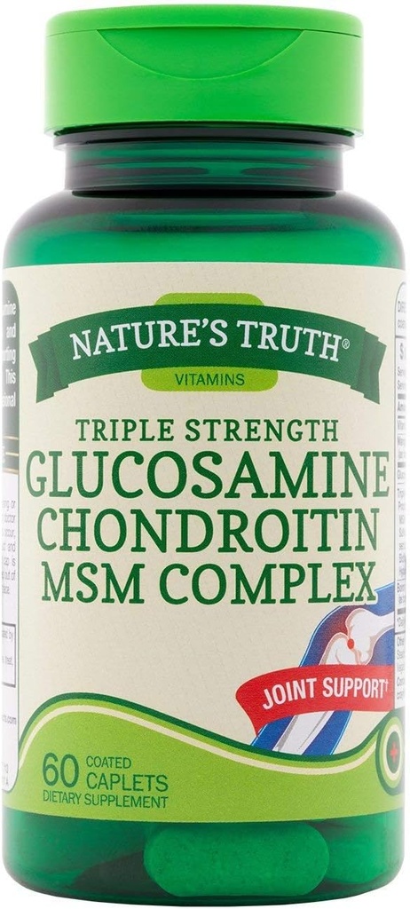 Nature 's Truth Triple Strength Glucosamine Chondroitin MSM Complex Dietary Supplement - 60 Overtrukket kapsler, pakke med 2