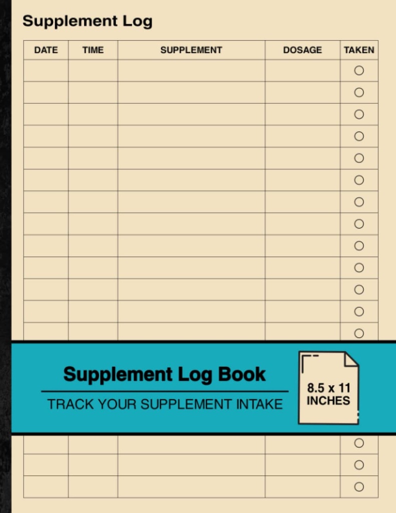 Supplement Log Book: Simple Supplement Logbog