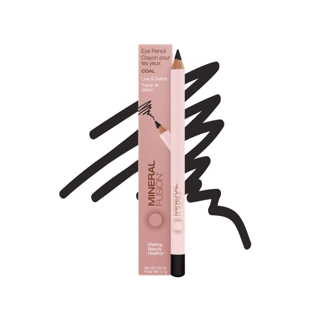 Mineral Fusion Eye Pencil, Black Eyeliner med beroligende kamille, Meadowfoam & E-vitamin, Velvety Glat, Hypoallergen Eye Makeup til linje & Definer, Long- risting Eyeliner Pencil, Coal, 0.04 Oz
