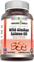 Amazing Omega Wild Alaskan Salmon Oil Supplements 124; 2000 Mg per Serving