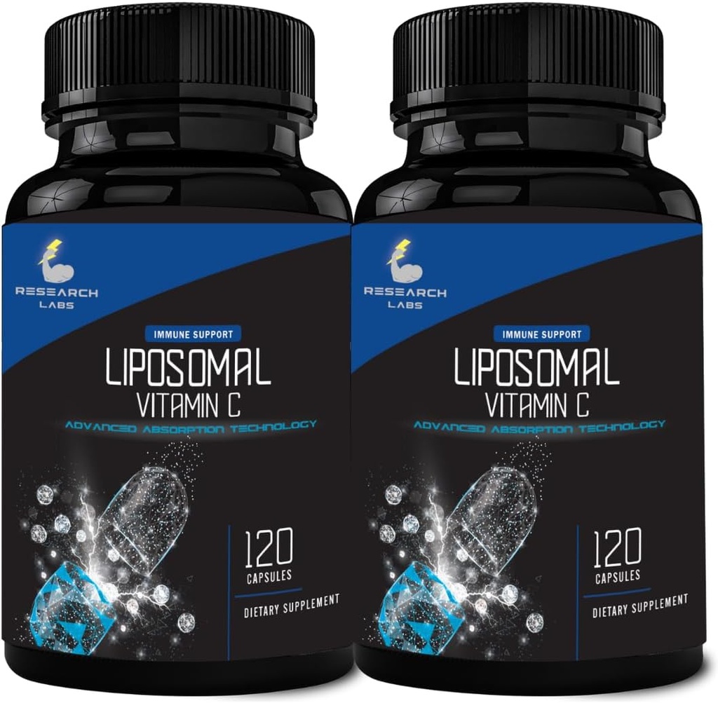 Forskning Labs Liposomal Vitamin C tillæg w / Enhanced Absorption LipoQuil- C ™ - C124; 2 Fer 1 ad 240 Capsules Total immunsupport Collagen Booster C124; High Dosis Fat Opløselig Vita C 1000mg Buffered