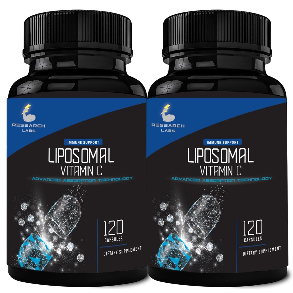 Forskning Labs Liposomal Vitamin C tillæg w / Enhanced Absorption LipoQuil- C ™ - C124; 2 Fer 1 ad 240 Capsules Total immunsupport Collagen Booster C124; High Dosis Fat Opløselig Vita C 1000mg Buffered