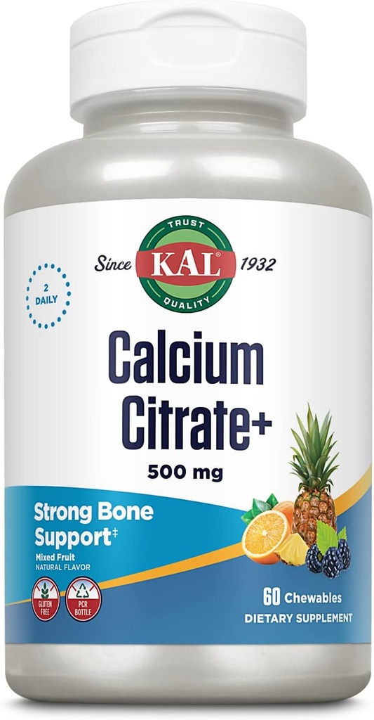 KAL Calcium Citrat Chewable blandet frugt supplement, 60 Tæl