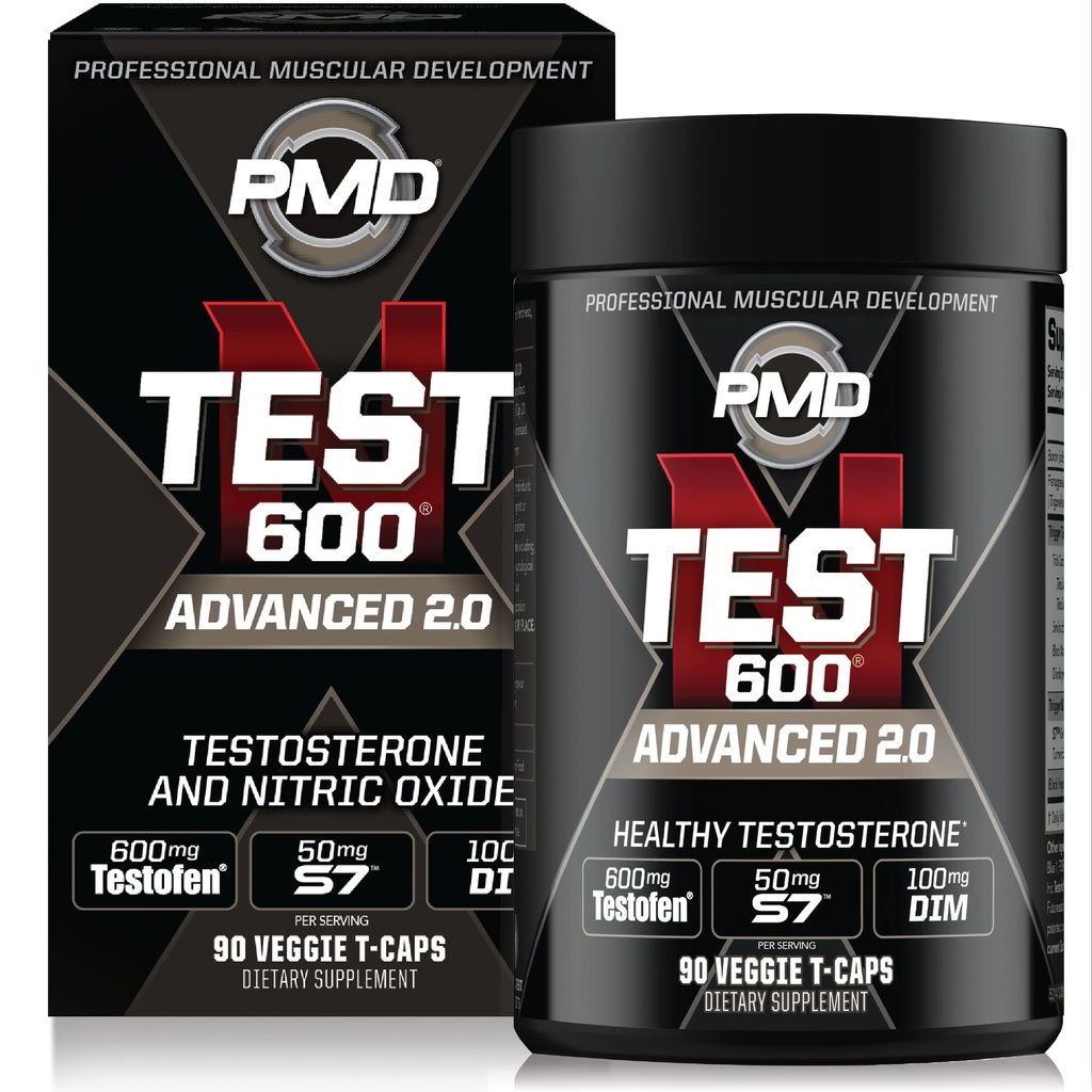 PMD Sports N- Test 600 Advanced Nitrogen Oxide Booster for Mænd - med klinisk undersøgt Testofen - Lean muskel og styrke Gains med østrogen suppression (90 Veggie -Caps)