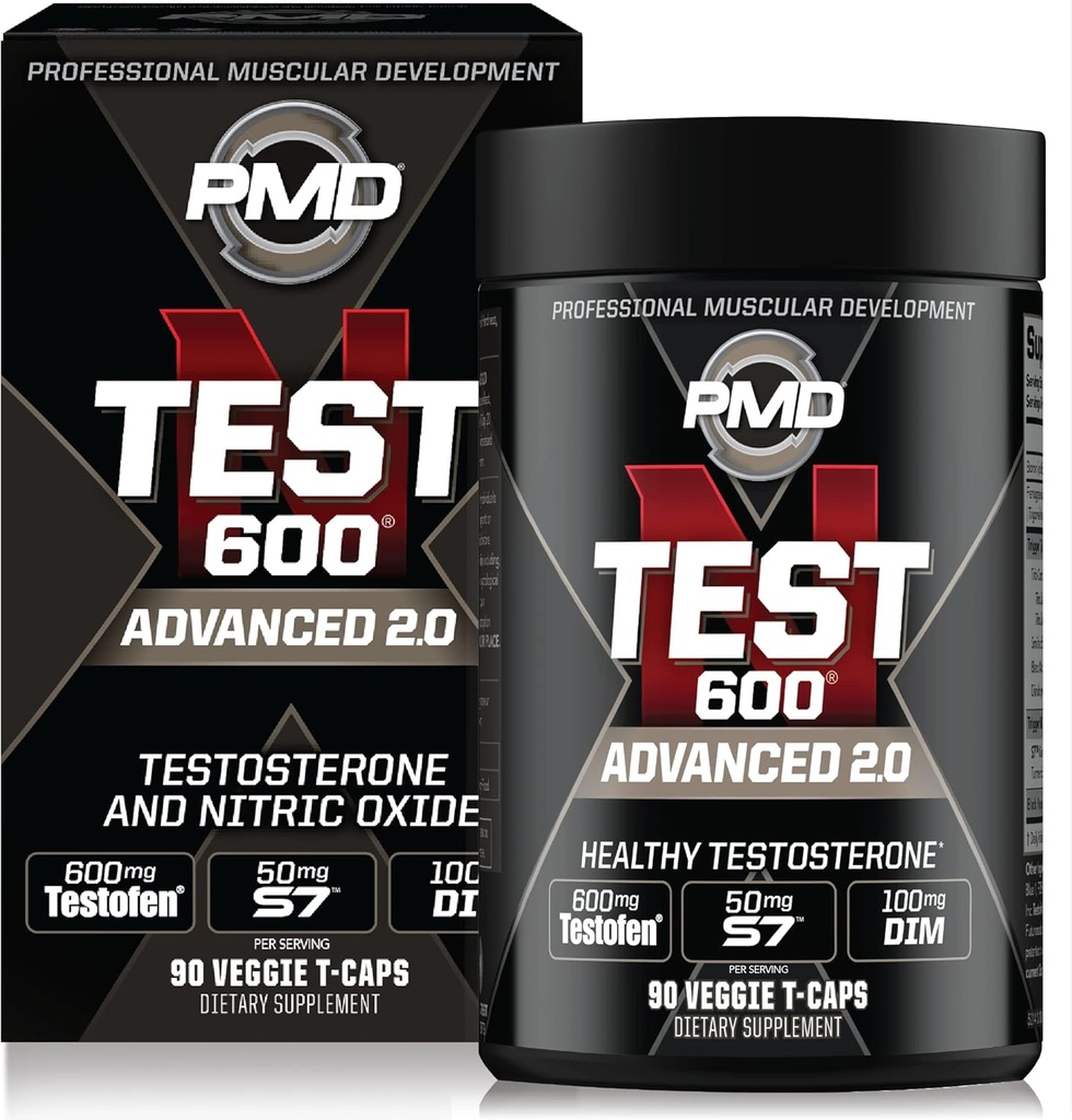 PMD Sports N- Test 600 Advanced Nitrogen Oxide Booster for Mænd - med klinisk undersøgt Testofen - Lean muskel og styrke Gains med østrogen suppression (90 Veggie -Caps)
