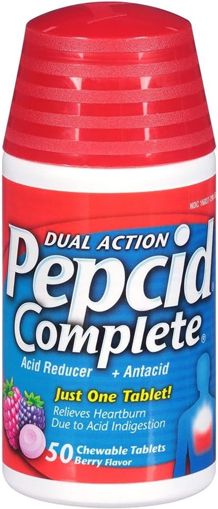 Pepcid Complete Berry Flavor - 100 tyggetabletter (50ct x2 flasker)