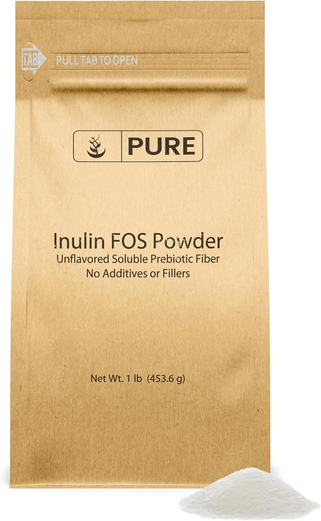 Pure Original Ingredients Inulin FOS Powder (1 LB) Altid Pure, Ingen Fyldere eller Tilsætningsstoffer, Lab Verified