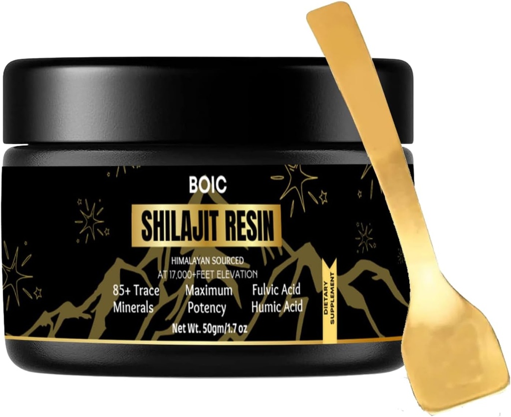 Pure Black Himalaya shilajit Resin Fordele Energi & immunforsvar for kvinder & mænd (50Gm / 1.7 Ounce, 100 dage servering)