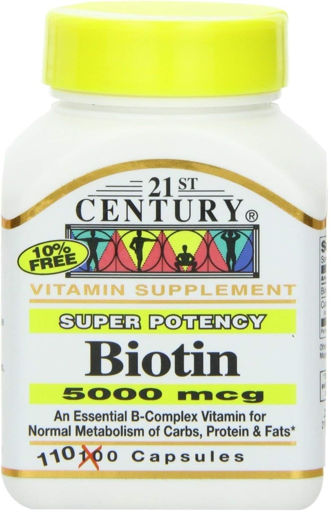 Biotin 5000 Mcg kapsler, 330 Count (i 3 flasker) / Biotine 5000 Mcg Kapsler, 330 Count (En 3 bouteilles)