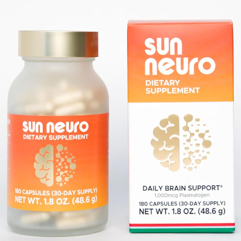 Sun Chlorella Sun Neuro Nootrop Brain Supplement - Daglig hukommelse koncentration & fokus supplement til kvinder & mænd - Natural Plasmalogen Boost fra havet Ananas - 180 kapsler