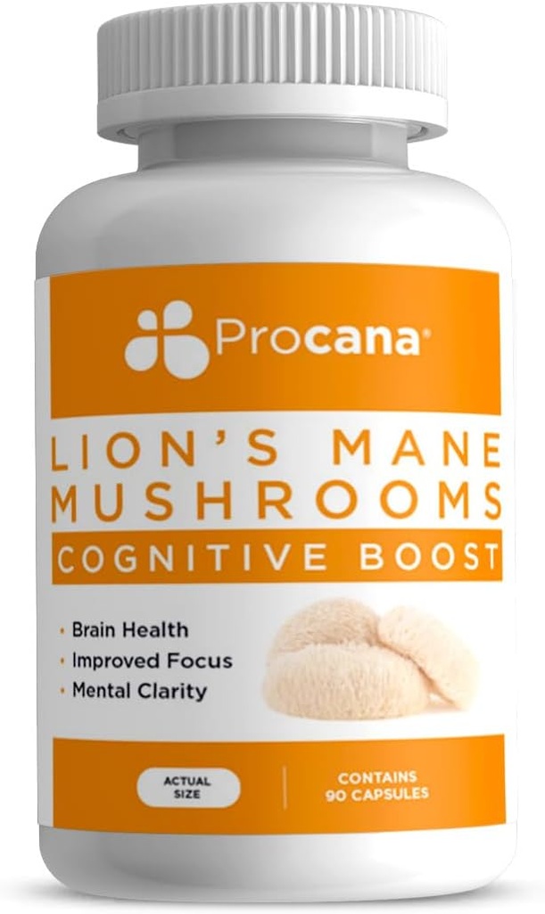Lions Mane Mushroom kapsler (Extra Strength 1.500mg / servering) for hjerne sundhed, mental Klarhed, hukommelse og fokus. 45.000mg per flaske 90ct