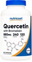 Nutricost Quercetin 880mg, 240 vegetariske kapsler med bromelain (165mg) - 120 Servere (440mg Quercetin Per Cap) - Gluten Free, Non- GMO