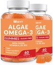 Vegan Omega 3 Gummies, Algae Omega-3 Supplement DHA 240mg, EPA 110mg w / vitamin B12, CoQ10, Fish Oil Alternative for voksne - Brain, Bone, Eye & Immunity Support