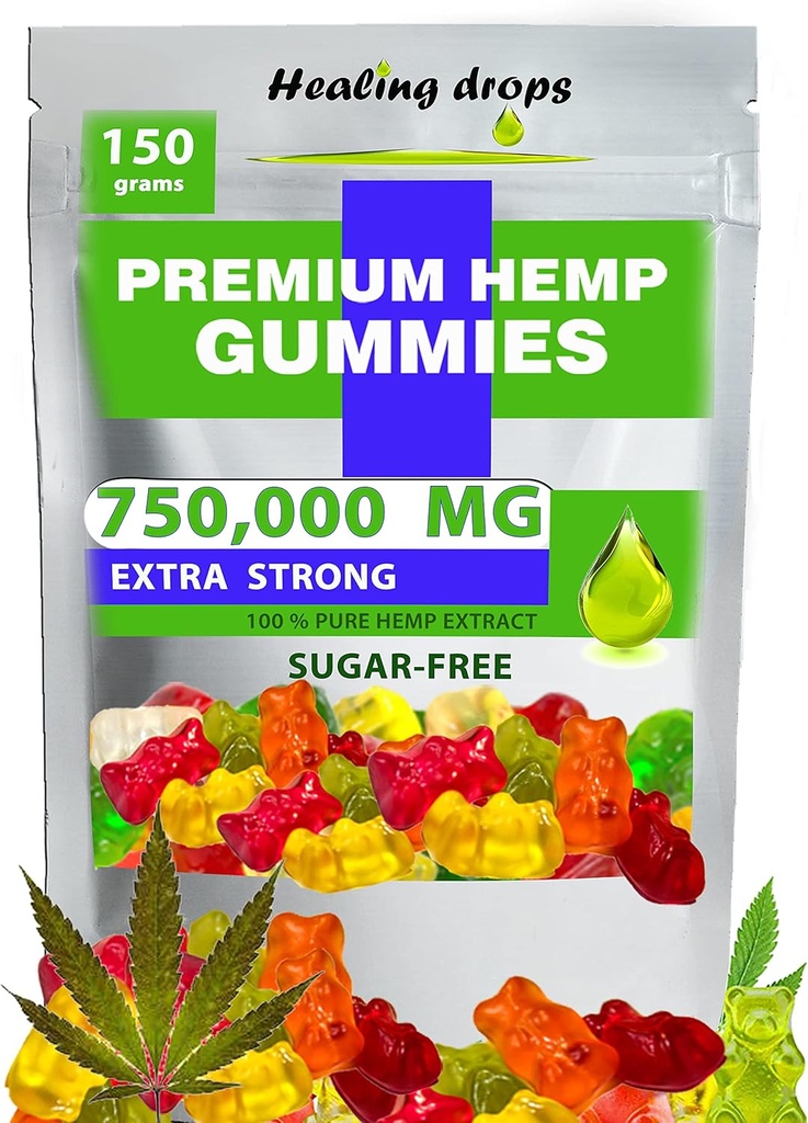 Hamp Gummies 750,000mg Premium Organic Sugar- Free Natural Health Support High Potency Rich in Vitaminer B E C D Omega 3 6 9 Super Gummy Bears